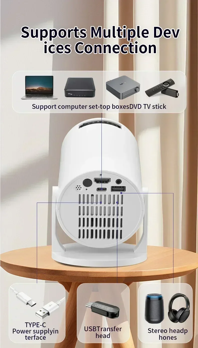 New Mini HY300 Projector 4K Android 11 Wifi6 290ANSI Allwinner H713 BT5.0 1080P 1280*720P Cinema Outdoor Portable Projetors