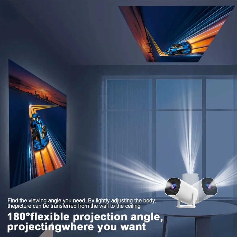New Portable Projector With WiFi 6 And Wireless 5.0, Native 720P Support 4K Smart Projector, Adjustable Screen, 180° Rotation, B