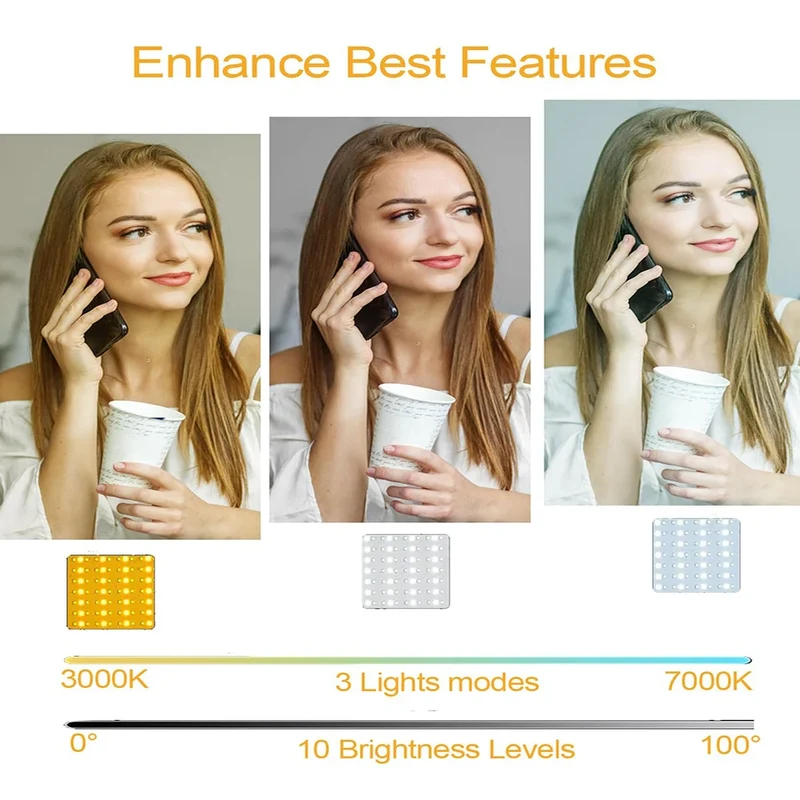 Portable LED Selfie Light for iPhone Samsung iPad Mobile Phone Laptop Clip Rechargeable Flash Fill Photo Video Photography Lamp
