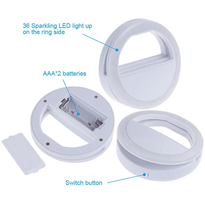 Led Selfie Ring Light Mobile Phone Lens Lamp Adjustable Live Brightness Portable Selfie Fill Ring Light For iPhone Xiaomi Huawei