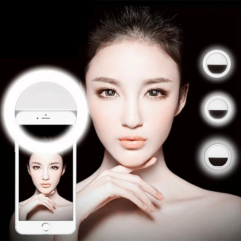 Led Selfie Ring Light Mobile Phone Lens Lamp Adjustable Live Brightness Portable Selfie Fill Ring Light For iPhone Xiaomi Huawei