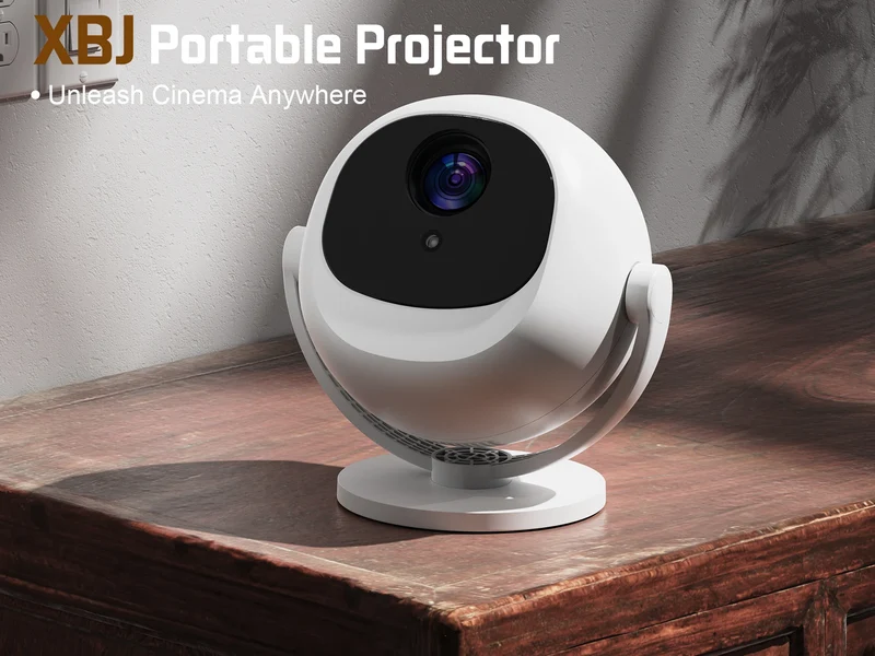 XBJ Spherical Home Theater 4K Projector, Android WiFi 6 BT 5.0 Auto Keystone 360° Rotation Portable Video Projector for Outdoor