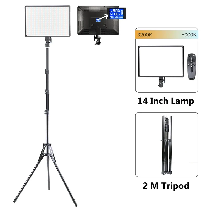 14inch 10inch LED Video Light Panel EU Plug 3200K-6000K Photography Lighting Remote Control For Live Streaming Photo Studio Lamp