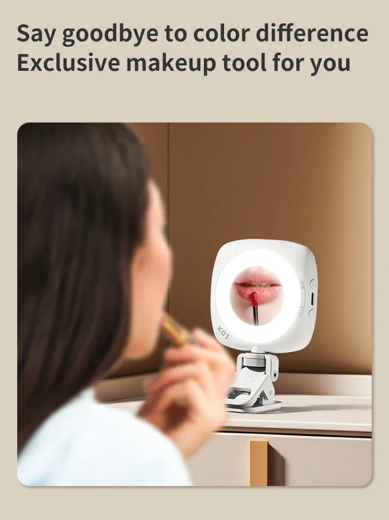 Phone Selfie Light 2700K-6500K Portbal Pocket Make UP Fill Light with Rechargable Battery Clip Rig Photo Lamp for Beauty Ring