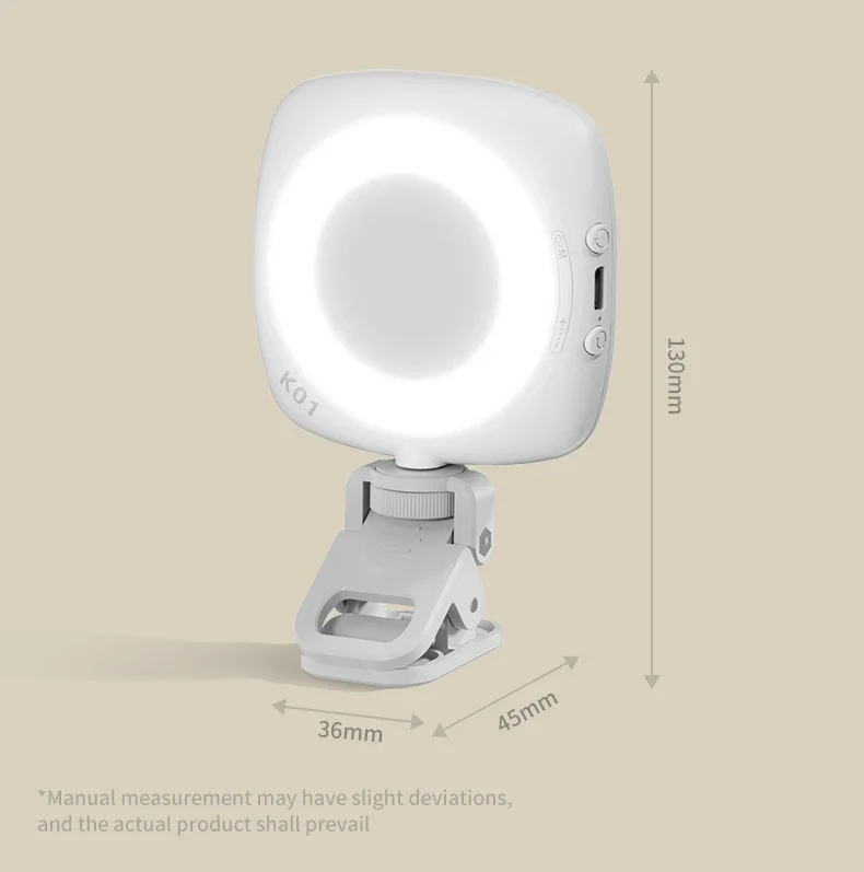Phone Selfie Light 2700K-6500K Portbal Pocket Make UP Fill Light with Rechargable Battery Clip Rig Photo Lamp for Beauty Ring