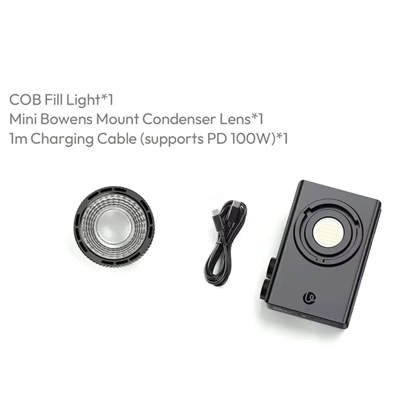 AT82-C01 100W COB Portable Fill Light With Condenser Lens 2700K-6500K Cooling Fan Video Light LED Studio Light