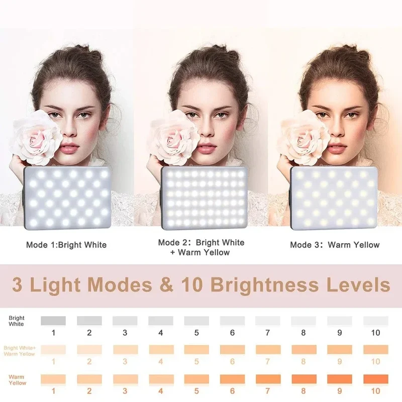Mobile Phone Fill Light 3 Modes Adjustable Type-C USB Dual Port Charging Fill Lamp For Live Streaming Selfie Video Conferencing