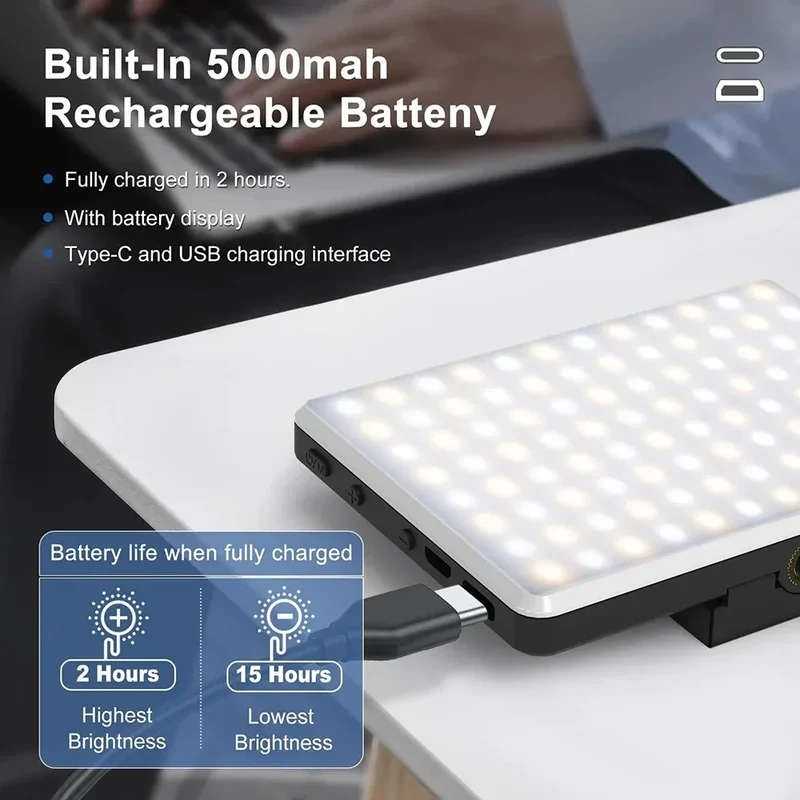 Mobile Phone Fill Light 3 Modes Adjustable Type-C USB Dual Port Charging Fill Lamp For Live Streaming Selfie Video Conferencing