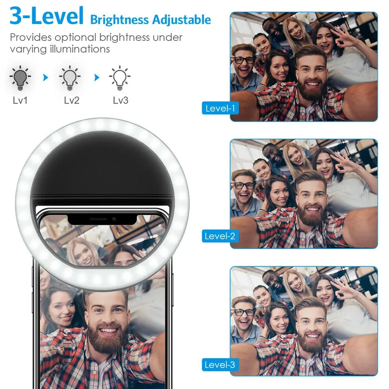 LED selfie fill light, mobile phone lens fill light, suitable for iPhone, Samsung, Xiaomi, Huawei mobile phone selfie fill light