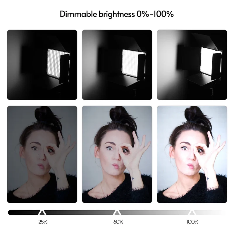Andoer LED-600 LED 3200-5600K Video Light Photography Light Panel with Barndoor 1/4 Inch Screw Ball Head for Photography Studio