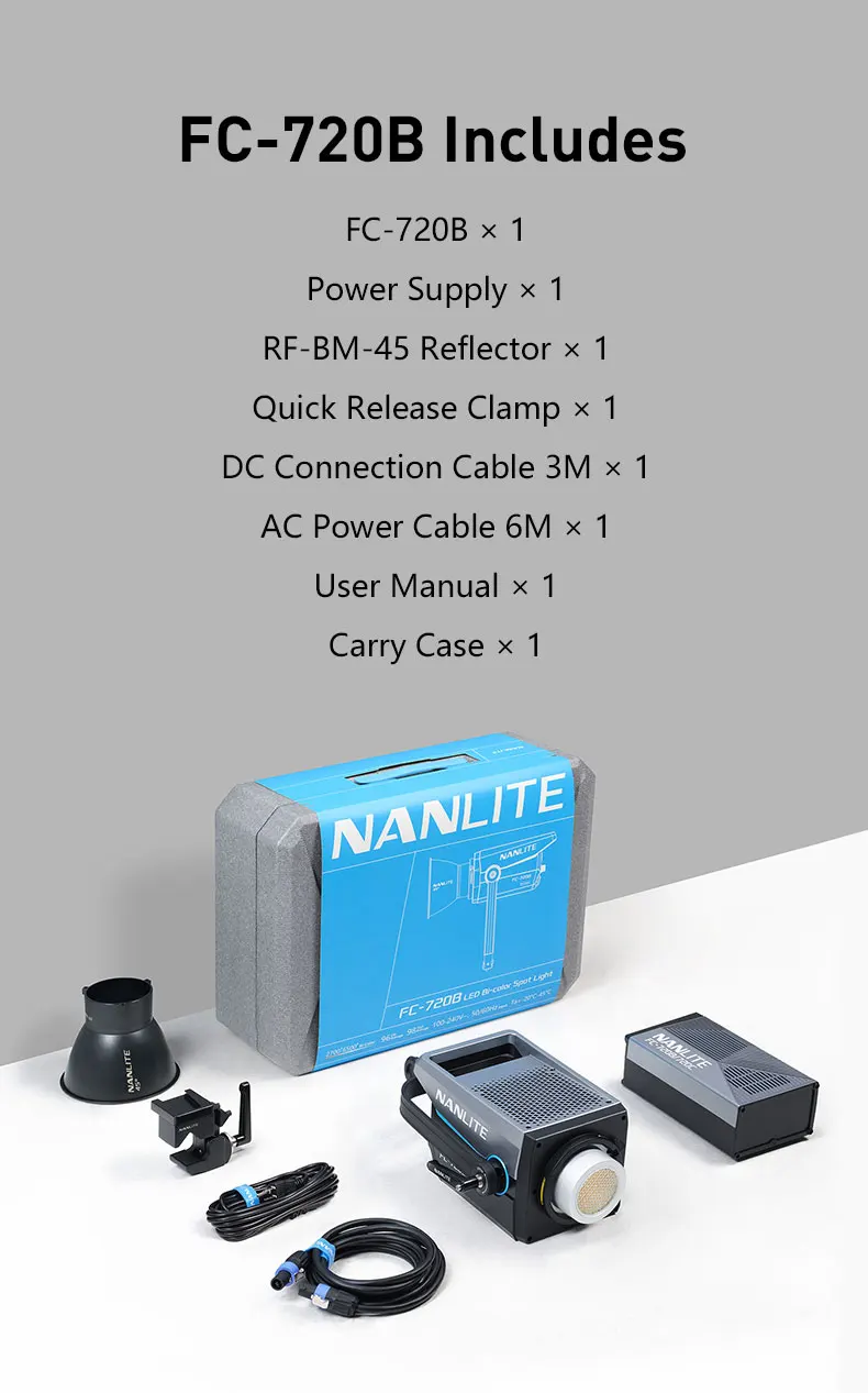 Nanlite FC-720B FC-720C Bowens Mount Video COB Fill Lighting Smart APP Control Bi-color / RGB 2 Version Available for Filmmaking