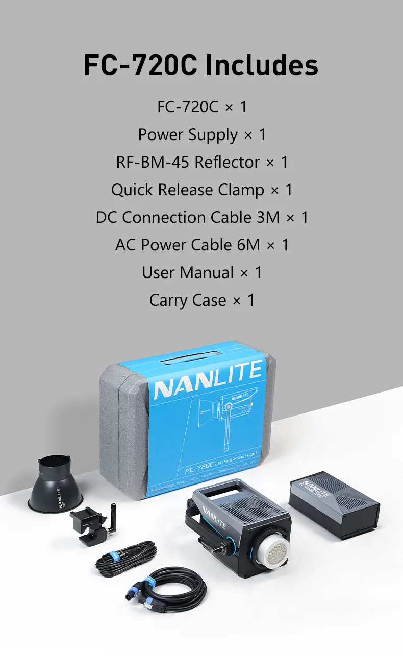 Nanlite FC-720B FC-720C Bowens Mount Video COB Fill Lighting Smart APP Control Bi-color / RGB 2 Version Available for Filmmaking