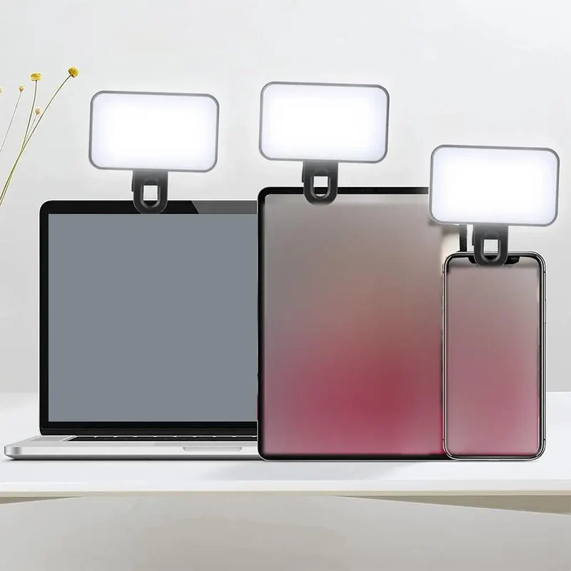Portable Mini Selfie Fill Light Rechargeable 3 Modes Adjustable Brightness Clip On For Mobile Phone Computer Fill Light