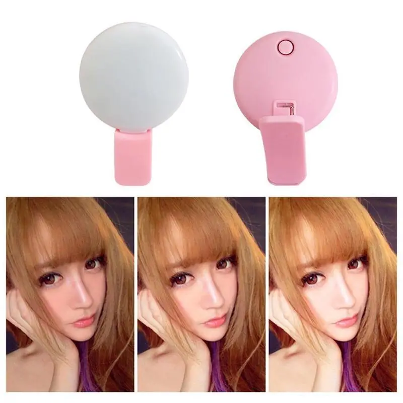 Portable Mini LED Selfie Ring Light for Mobile Phones Durable Three Step Dimming Photography Clip-On Fill Light for Perfect Self