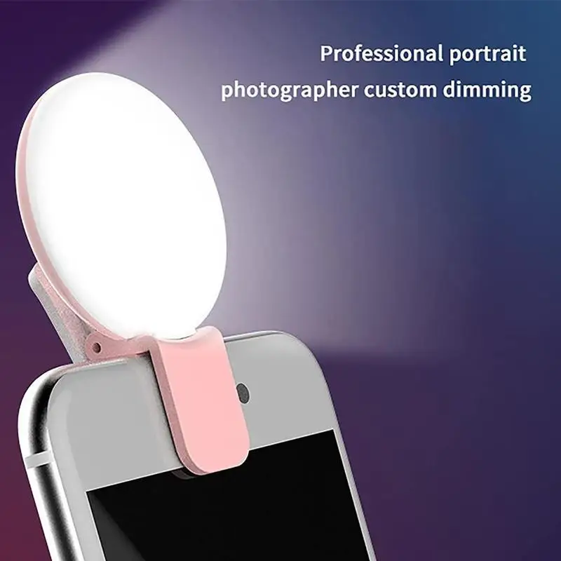 Portable Mini LED Selfie Ring Light for Mobile Phones Durable Three Step Dimming Photography Clip-On Fill Light for Perfect Self