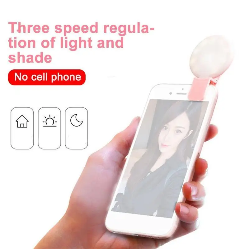 Portable Mini LED Selfie Ring Light for Mobile Phones Durable Three Step Dimming Photography Clip-On Fill Light for Perfect Self