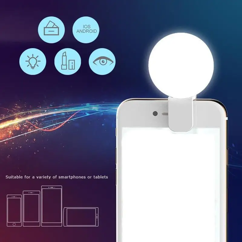Portable Mini LED Selfie Ring Light for Mobile Phones Durable Three Step Dimming Photography Clip-On Fill Light for Perfect Self