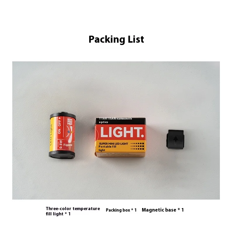 TTARTISAN RGB BI Fill Light Video Light Magnetic Mount Reteo Film Style Mini LED Light 0.5W 3000/4500/6000K CRI 95+ 300mAh TT