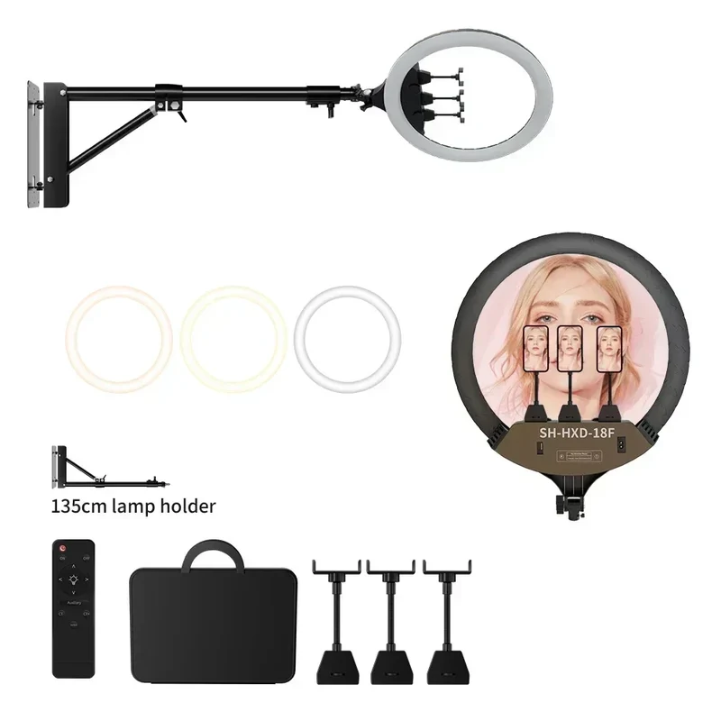 SH 18 Inch Knob Ring Light LED Selfie Video Lamp With Tripod Stand Phone Clip For YouTube Live Lighting Photo Photography Studio