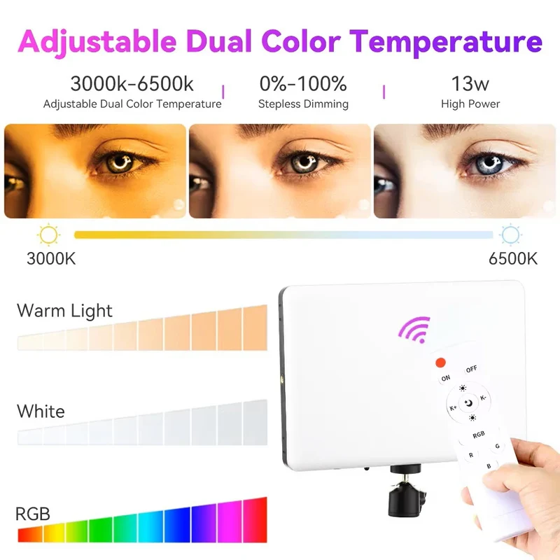 10inch RGB LED Photography Video Light Panel Lighting Photo Studio Lamp Kit Remote Control For Shoot Live Streaming Tripod Stand