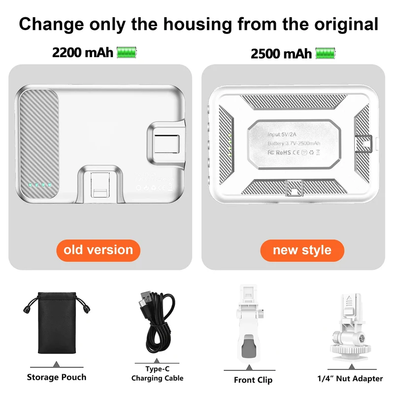LED Selfie Light 60 High Power Rechargeable Clip Fill Video Light for Phone iPad with Front & Back Clip Adjusted 3 Light Modes