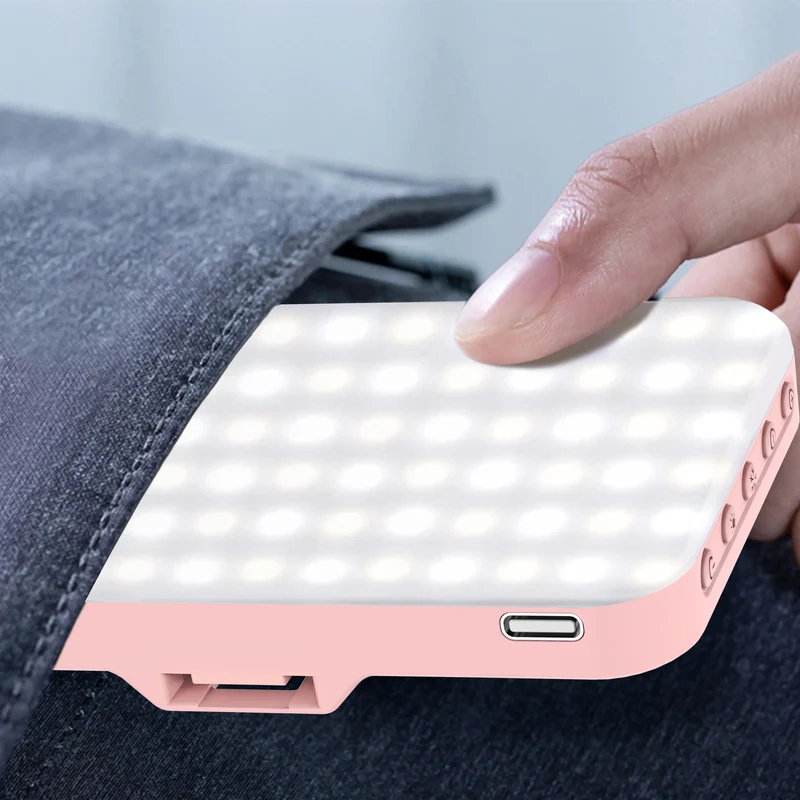 LED Selfie Light 60 High Power Rechargeable Clip Fill Video Light for Phone iPad with Front & Back Clip Adjusted 3 Light Modes