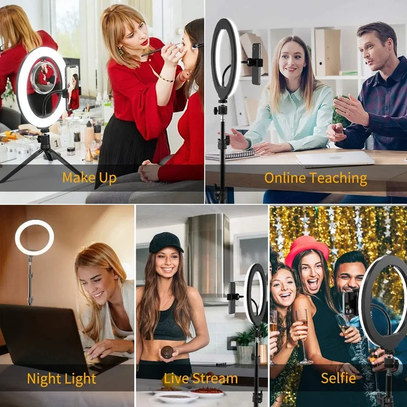 LED Ring Light with Phone Stand Usb Charge Selfie Led Lamp Dimmable Photography Light For Photo Photography Studio For Vlog Live