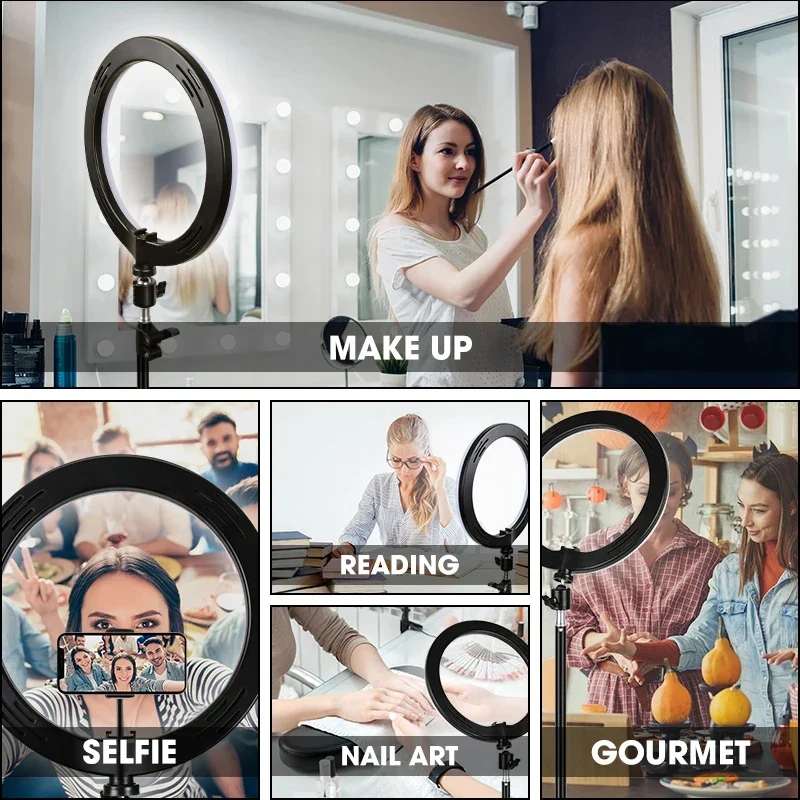 26/33cm LED Selfie Ring Lighting Photographic 12 Inch Led Lamp USB Remote Fill light For Phone Vlog Video Live with Phone Holder