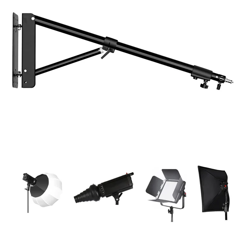 100/135/ 170cm Wall Mounting Triangle Boom Arm Photography Strobe Light, Monolight, Softbox, Umbrella, Reflector and Ring Light