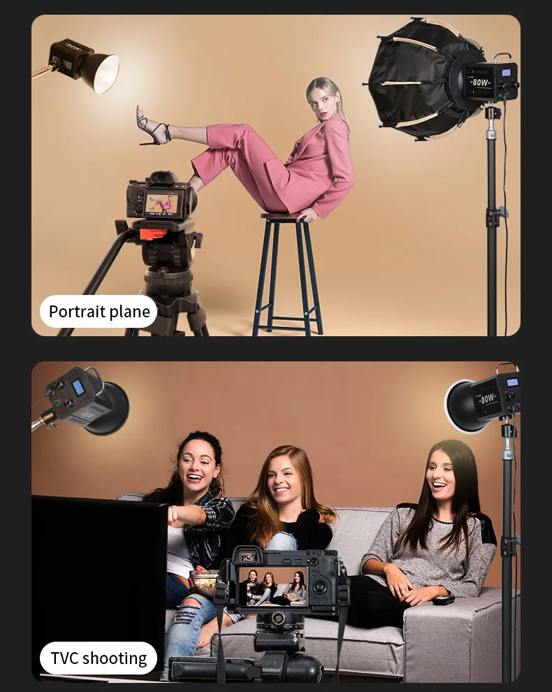 ZU80 COB camera light 80W LED fill light 2500K~6500K dual-color mini Bowens portable outdoor live lighting CRI≥96 TLCI≥97