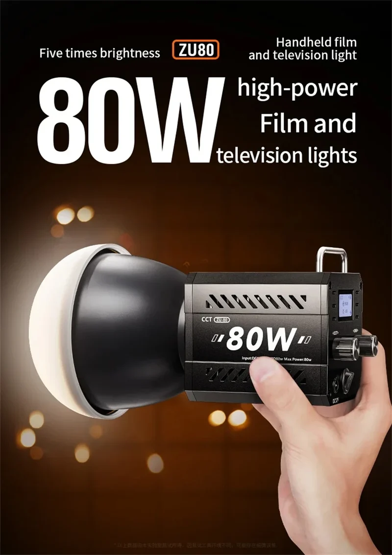ZU80 COB Photo Studio Light Bi-Color 2500K-8500K LED Video Light CRI95+ TLCI97+ Photography Fill Lighting with Diffuser