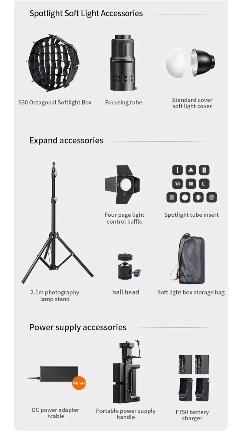 Roreta ZU80/ZU60 Photo Studio Light COB Bi-Color 2500-8500K CRI≥95 TLCI≥97 With Diffuser LED Video Lights Fill Lighting