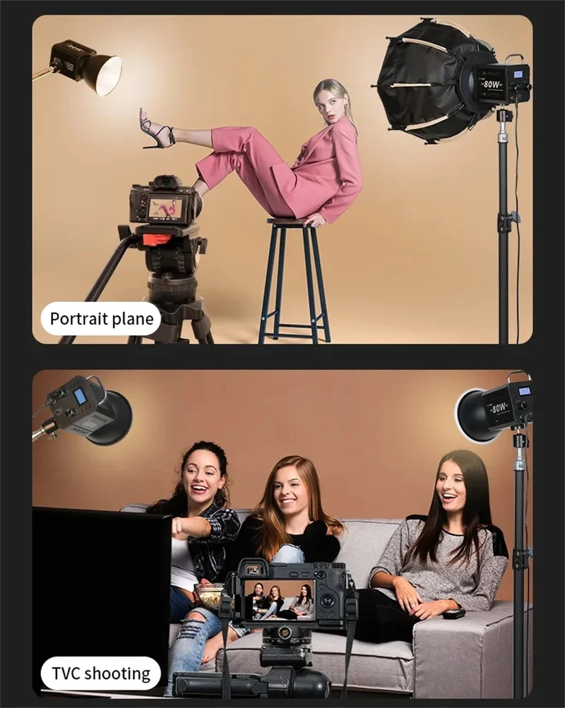Roreta ZU80/ZU60 Photo Studio Light COB Bi-Color 2500-8500K CRI≥95 TLCI≥97 With Diffuser LED Video Lights Fill Lighting