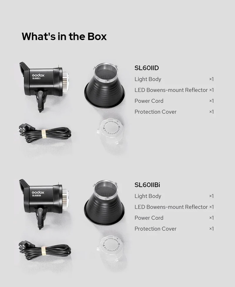 Godox SL60IID SL60IIBi 75W Daylight Bi-color LED Video Light with Bowens Mount for Camera Photography Fill Light CRI 96 TLCI 97