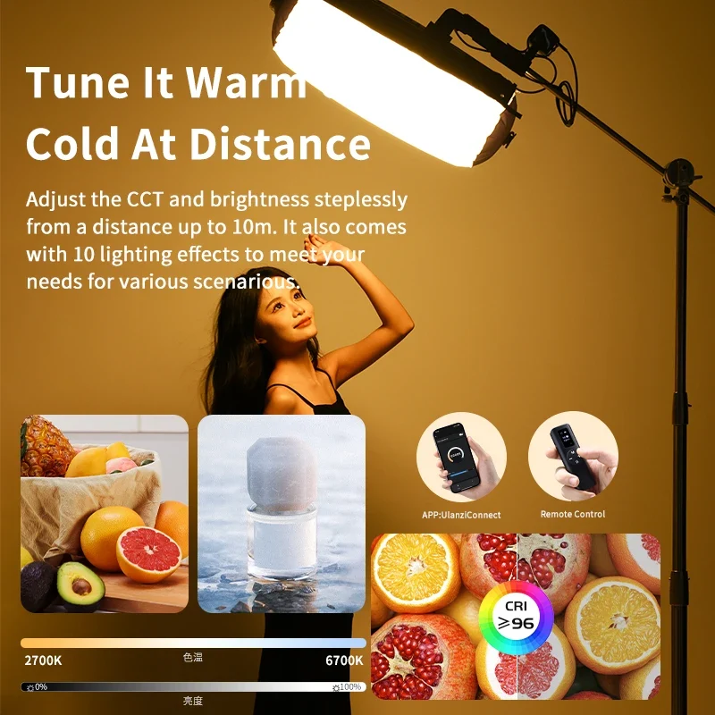 Ulanzi AL60 Inflatable Foldable Air Tube Light LED Light Fill Light 2700-6500K 2070Lux/0.5m with Remote control for Photography