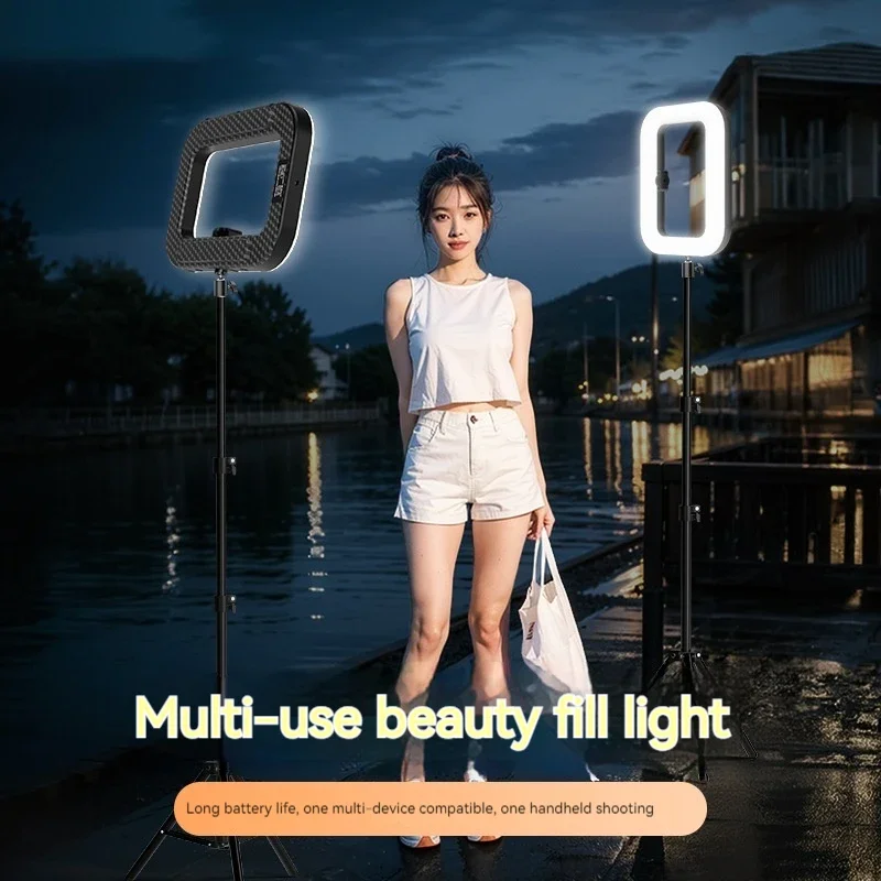 New Handheld Ring LED Rechargeable Fill light Portable Mobile Phone Live Broadcast Photography Desktop Selfie Light