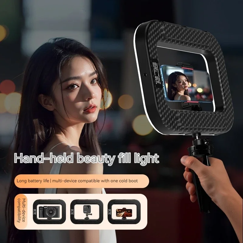 New Handheld Ring LED Rechargeable Fill light Portable Mobile Phone Live Broadcast Photography Desktop Selfie Light