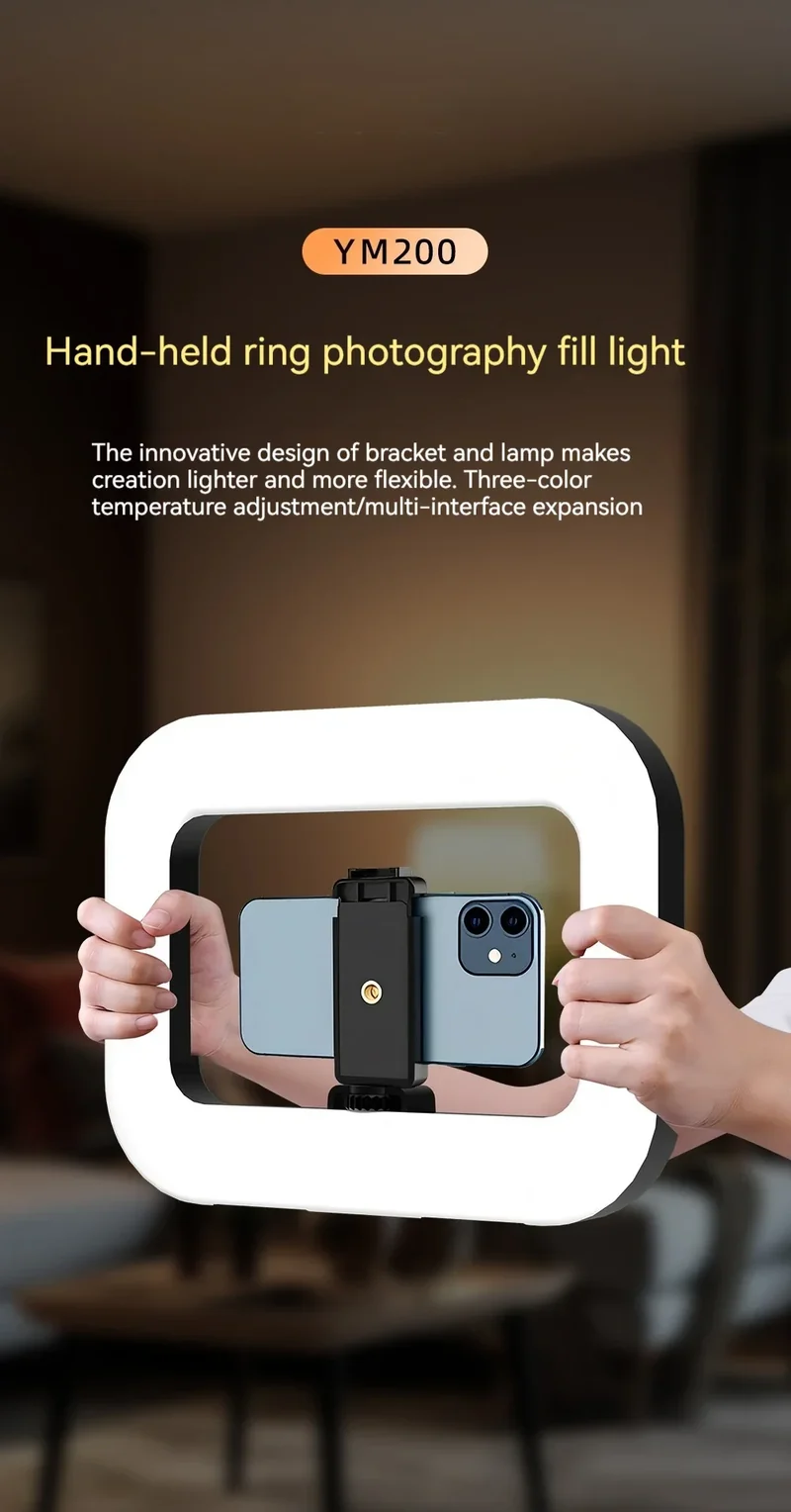 New Handheld Ring LED Rechargeable Fill light Portable Mobile Phone Live Broadcast Photography Desktop Selfie Light