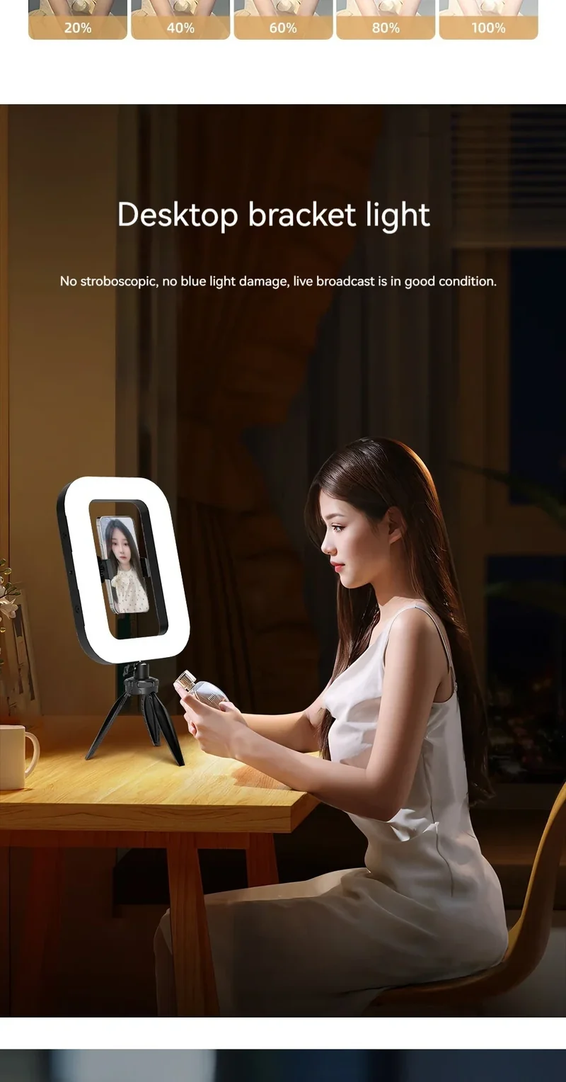 New Handheld Ring LED Rechargeable Fill light Portable Mobile Phone Live Broadcast Photography Desktop Selfie Light