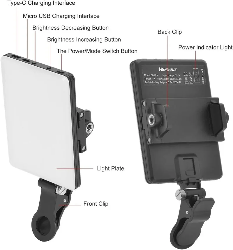 LED Portable Clip-on Selfie Light; Video Conference Lighting, 3 Lighting Modes, Suitable for iPhone Camera Laptop