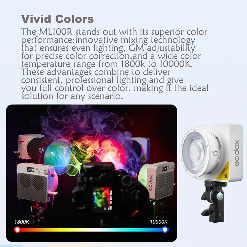 Godox ML100R 110W RGB LED Video Light 2800-6500K 11 FX Effects APP Control Godox Mount for Filmmaking/Live Streaming/Vlog