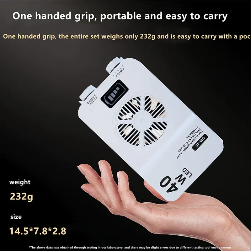40W Handheld Fill Light Portable Pocket Selfie Light Outdoor Photography LED Soft Light Beauty Light with Fan Camera Top Light