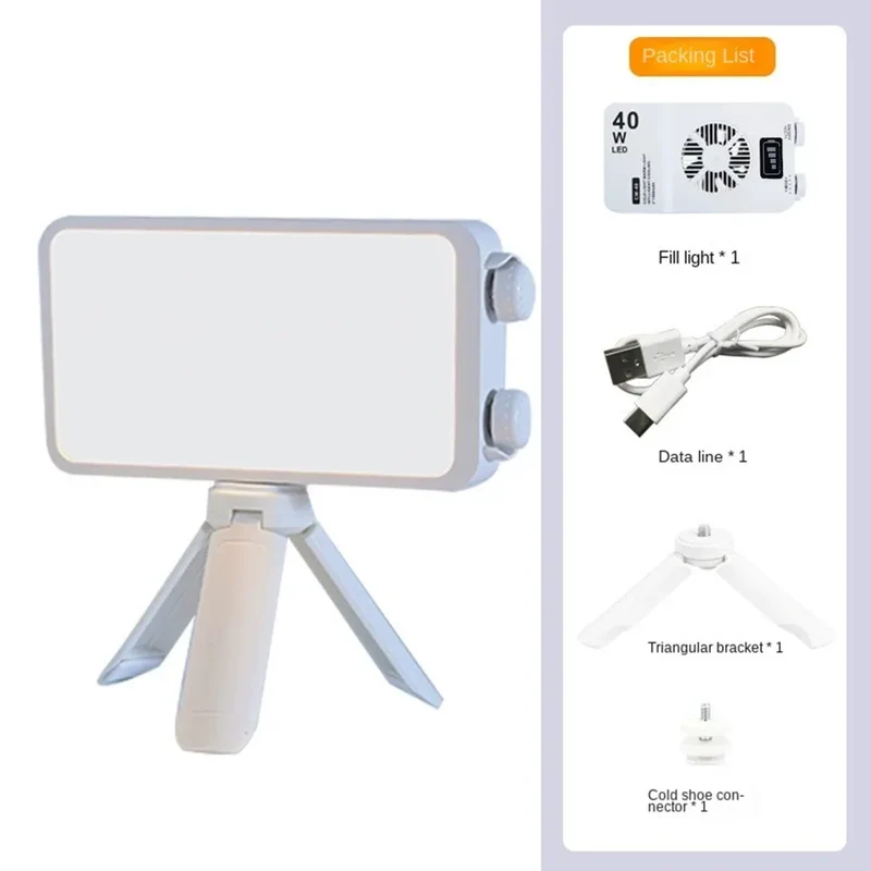 40W Handheld Fill Light Portable Pocket Selfie Light Outdoor Photography LED Soft Light Beauty Light with Fan Camera Top Light