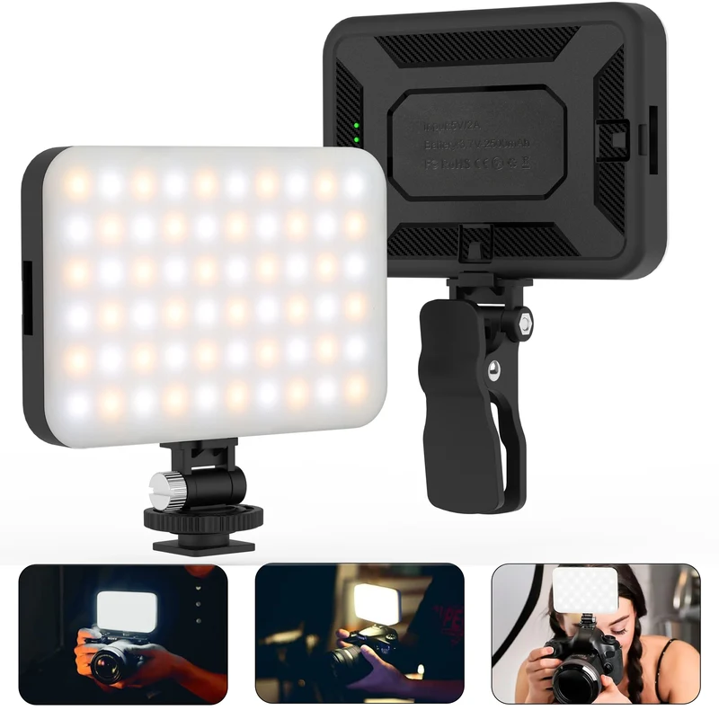LED Selfie Light,60 LED Beads 2500mAh Rechargeable CRI 97+, 7 Light Modes,Portable Clip on Light for Phone Tablet Laptop TikTok