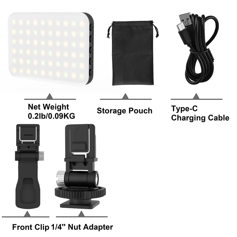 LED Selfie Light,60 LED Beads 2500mAh Rechargeable CRI 97+, 7 Light Modes,Portable Clip on Light for Phone Tablet Laptop TikTok