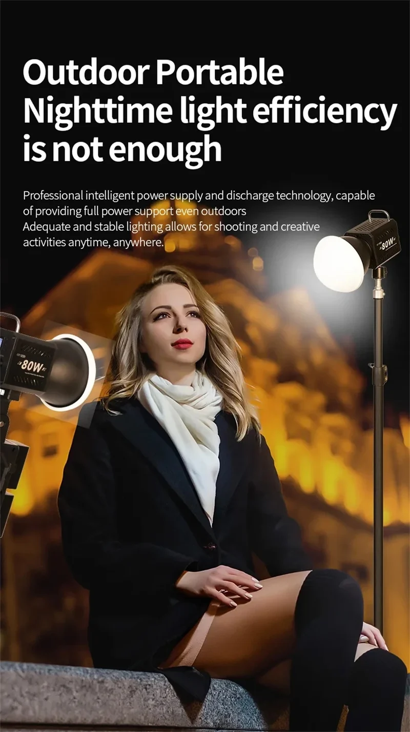 MEUYAG ZU80 COB Photo Studio Light Bi-Color 2500K-8500K LED Video Light CRI95+ TLCI97+ Photography Fill Lighting with Diffuser