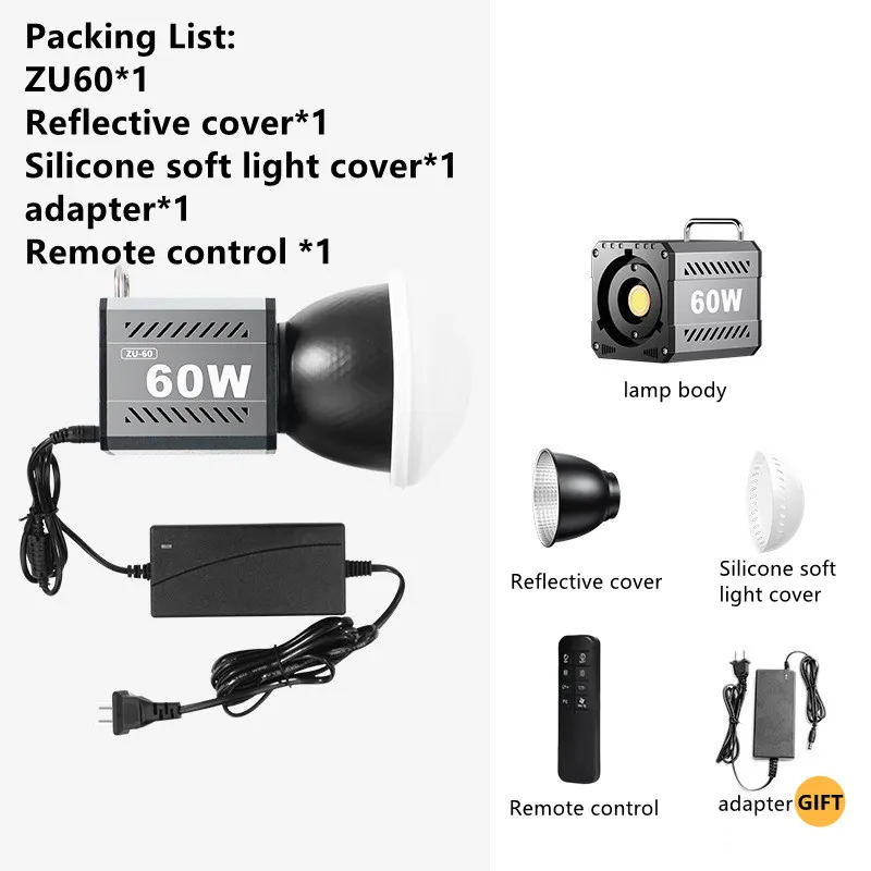 MEUYAG ZU80 COB Photo Studio Light Bi-Color 2500K-8500K LED Video Light CRI95+ TLCI97+ Photography Fill Lighting with Diffuser