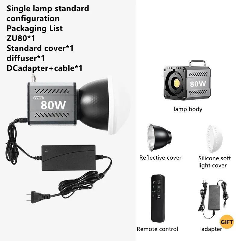MEUYAG ZU80 COB Photo Studio Light Bi-Color 2500K-8500K LED Video Light CRI95+ TLCI97+ Photography Fill Lighting with Diffuser