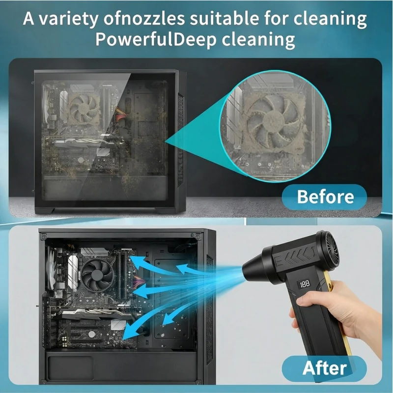 High-Speed Turbo Electric Portable Cooler Air 160000 RPM Rechargeable Powerful Violent Dust Blower Brushless Motor