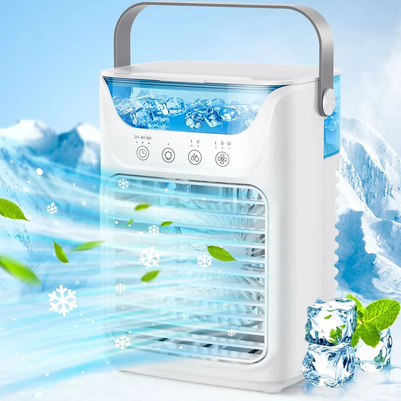 Portable Water Cooling Fan Small Air Humidifier Air Conditioner Water Mist Cooling 3 Speed Fan With Night Light For Home Office